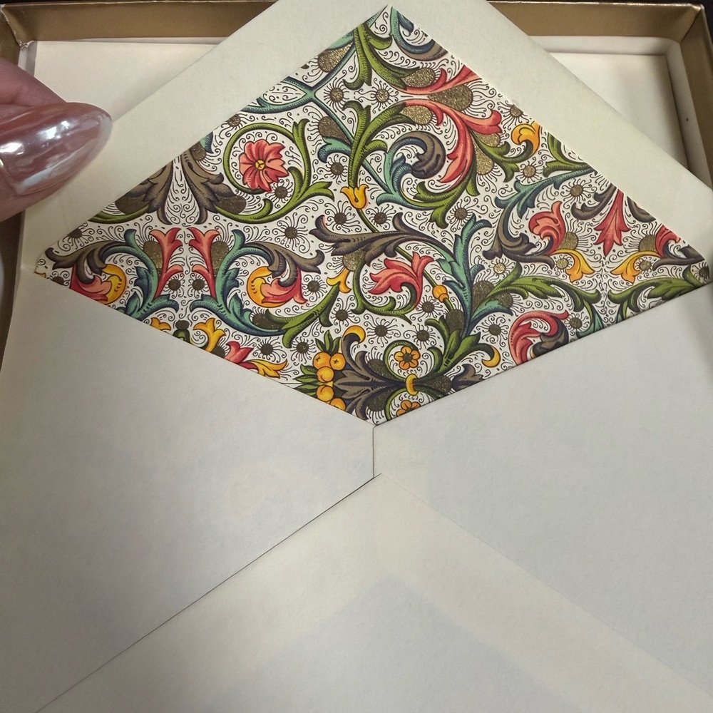 Crane’s Decorative Floral Lined Envelopes - Stationery Set - Multicolor Interior